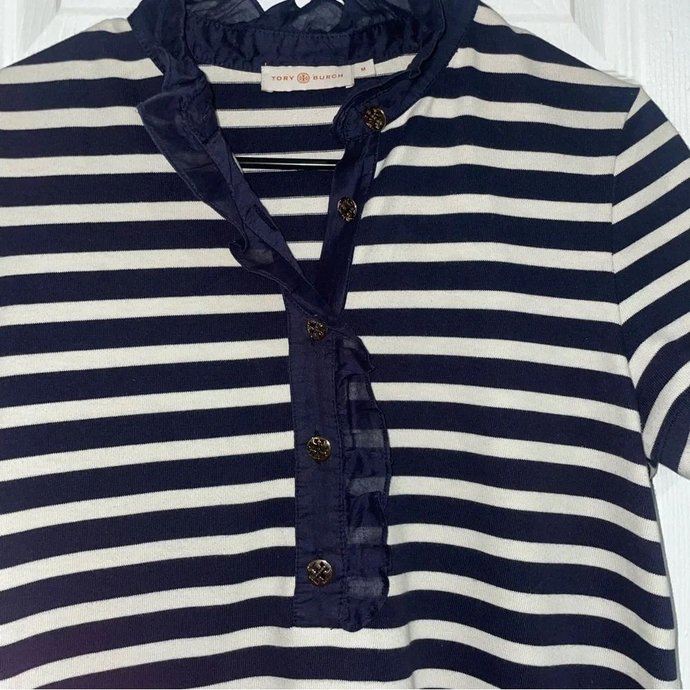 Striped Navy and White Short Sleeve Polo Dress